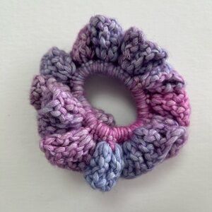 Purple and Pink Crochet Scrunchie